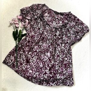 Eddie Bauer Cotton Floral Peasant Blouse - Small